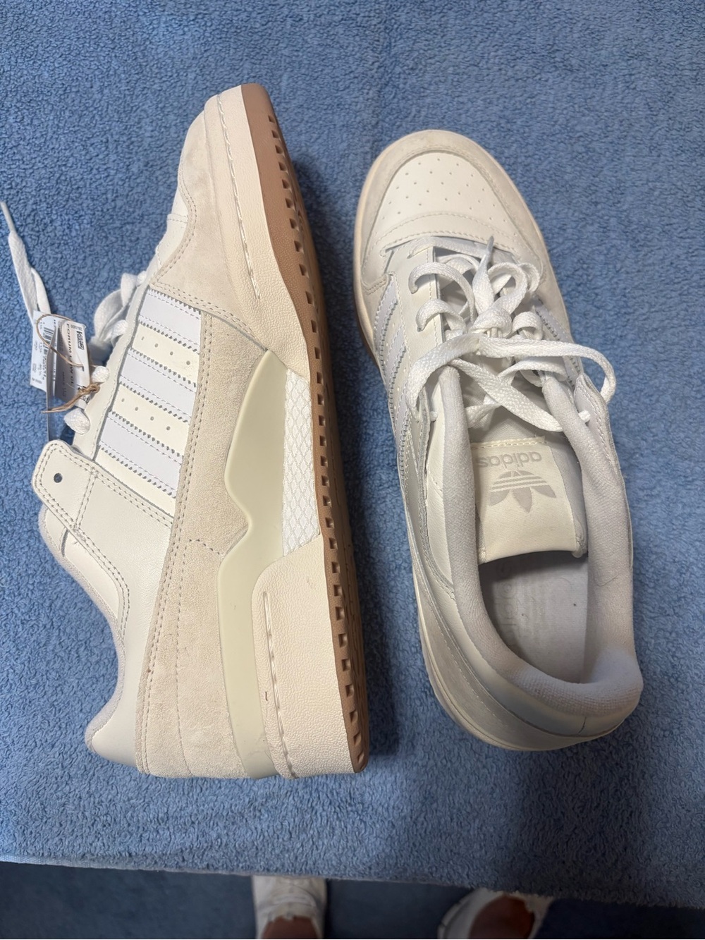 adidas Men’s White and Gum-Trim Low-Top Sneakers